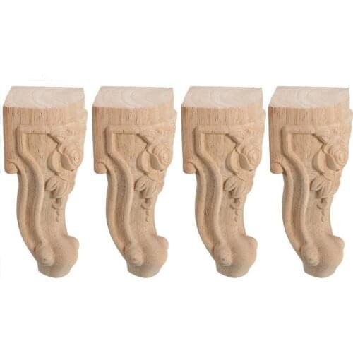 4Pcs Solid Wood Replacement Sofa Couch Chair Coffee Table Cabinet Furniture Wood Legs Wood Carving Furniture Legs 6x2.4