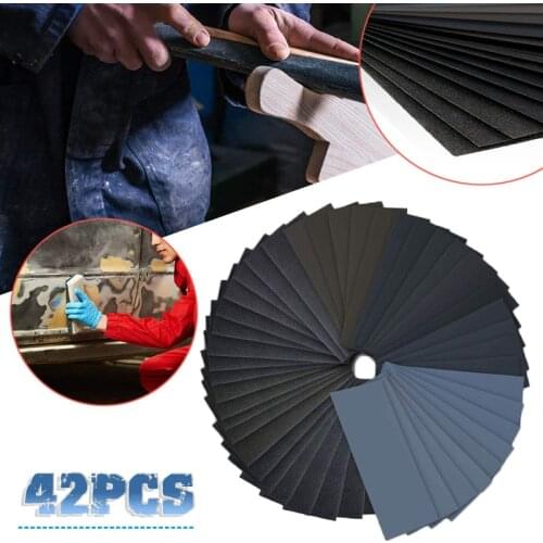42Pcs 120-3000 Grit Sand Paper Sheet Automotive Wet and Dry Sand Paper Sheet Household Car Sanding Metal Wood Furniture Finishi