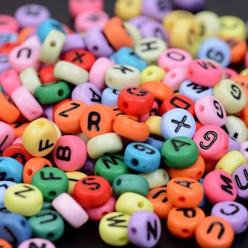 Mixed Black Color Letter Acrylic Loose Spacer Random Round Flat Alphabet Beads For Jewelry Making Diy Bracelet Necklace Handmade