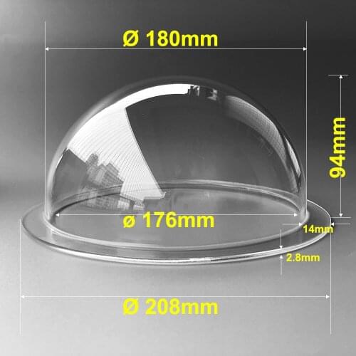 CCTV Dome Camera Transparent Cover Acrylic Housing Semi-circular High-speed Camera Waterproof Case Antidust Cover 208x94mm
