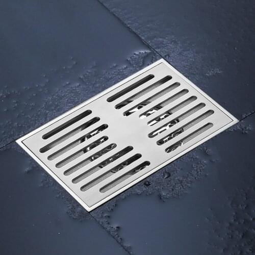 FREE SHIPPING Brushed Nickel brass copper 140 x 90mm square anti-odor floor drain bathroom shower drainer--3254