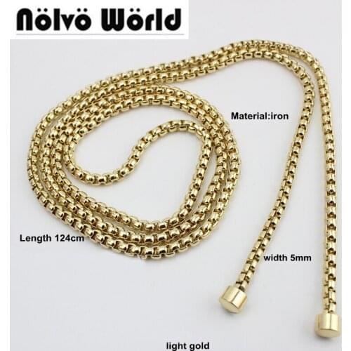 1 piece 5mm width 124cm snakes bone styling roller chain for sewing purse crossbody bag handbag long alloy chain