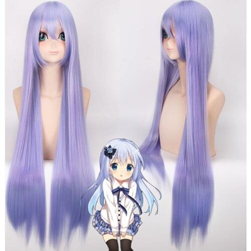 Go chuumon wa usagi desuka? Wonderful party Cosplay Wig Black Butler Kafuu Chino 100cm Long Wigs Heat Resistant fiber fake hair