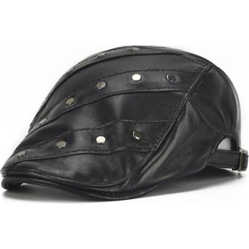 XdanqinX Mens Genuine Leather Cap Novelty Berets 2020 New Womens Leather Hat Adjustable Size Sheepskin Leather Brands Caps