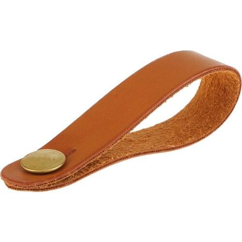 Brown Leather Strap Hook Button Accessory For Acoustic Guitar Folk Headstock