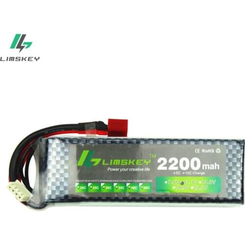 Limskey Power Brand New Lipo Battery 11.1V 2200 mAh 25C MAX 35C 3S T Plug for RC Car Airplane T-REX 450 Helicopter Part
