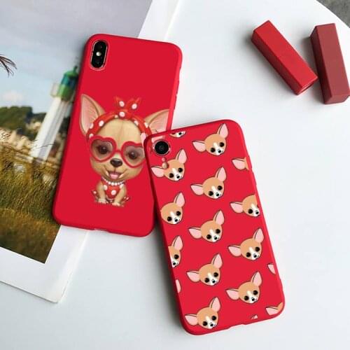Cute animal Chihuahua Dog Phone Case Candy Color for iPhone 6 7 8 11 12 s mini pro X XS XR MAX Plus