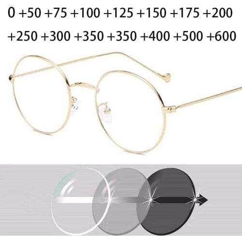 Fashion Metal Round Frame Reading Glasses Men Women Small Optical Unisex Eyewear +50 +75 +100 +150 +200 +250 To +600