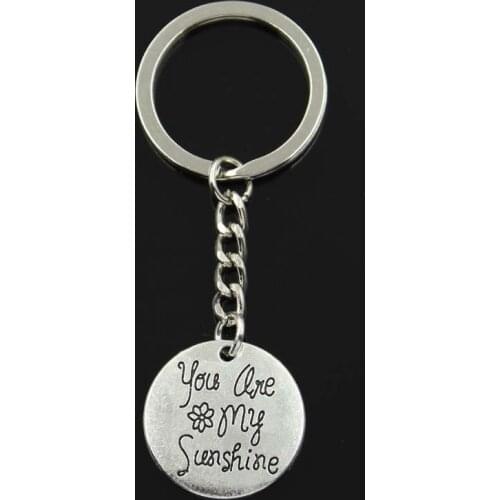 Fashion Plates You Are My Sunshine 25x25mm Pendant 30mm Key Ring Chain Silver Color Men Car Gift Souvenirs Keychain Dropshipping