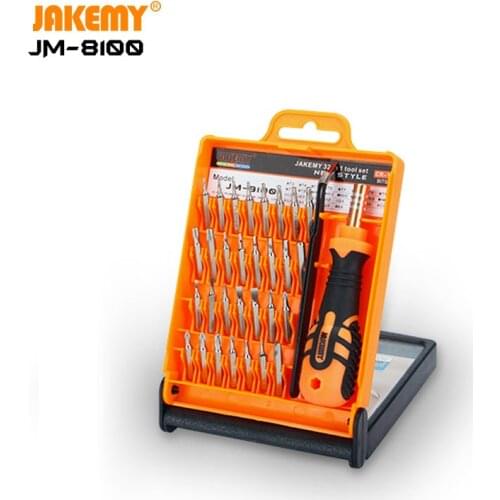 JAKEMY Original JM-8100 32 IN 1 Precision Screwdriver Tool Kit with Adjustable Ratchet Handle Tweezers for Electronics Repair