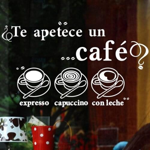 Coffee Shop Sticker Bean Milk tea Decal Cafe Cup Poster Vinyl Art Wall Decor Mural Decoration Break Bread Coffee Glass Decals