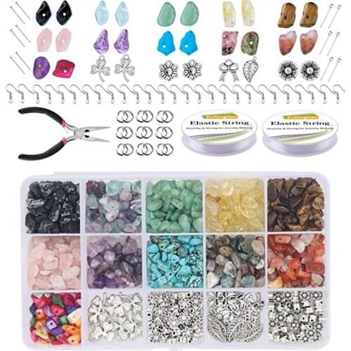 Irregular Chips Stone Beads w/ Elastic String DIY Earring Jewelry Making Kits
