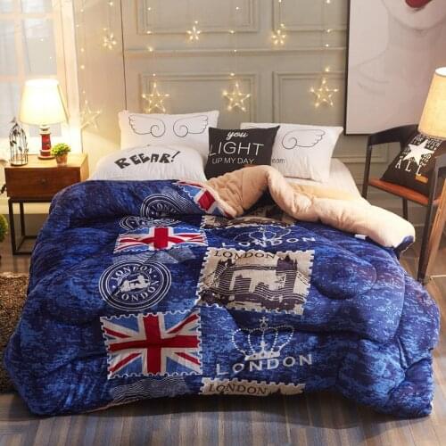 2021 New winter comforter Flamingo Thicken Warm fiber Wool Cashmere Quilt Home Bedding Bird Printed AB Side Flannel Bed duvet