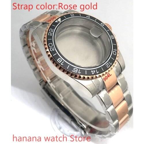 NEW high quality 904L stainless steel rose gold strap bracelet with 40mm sapphire glass ETA mingzhuji NH36 MH35 case, black