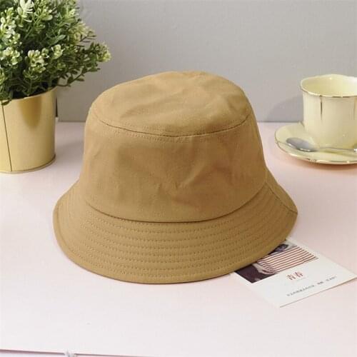 ZWY690 New Unisex Cotton Bucket Hats Children Summer Sunscreen Panama Hat Pure Color Fedoras Outdoor Fisherman Hat Beach Cap
