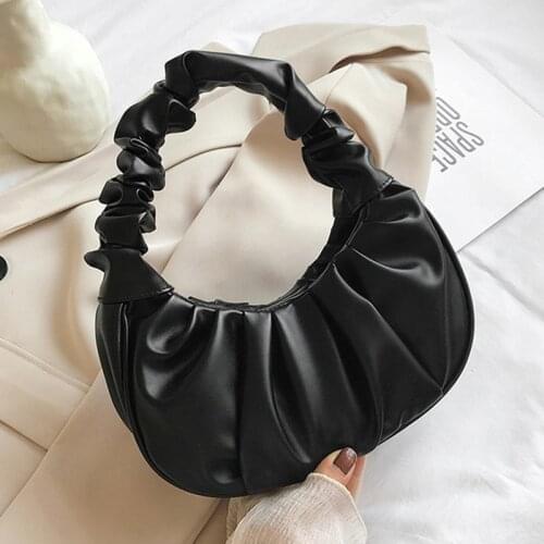New Arrival Pleated Shoulder Bags For Women PU Leather Cloud Handbag Small Armpit Bag Purse Dumpling Hobos Handbag Female