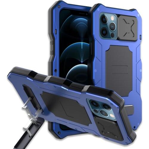 Military Grade Solid Armor Camera Lens Case For iPhone 12 Rugged Metal Aluminum Kickstand Bumpers Cover For iPhone 12 Pro Max