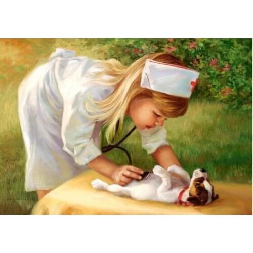 TOUOILP square full Diamond Painting Zieken Hond