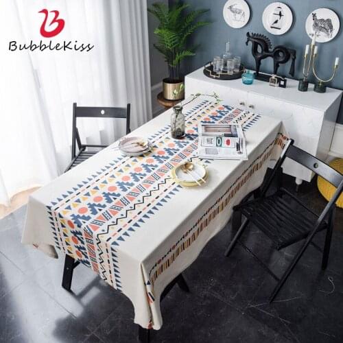 Bubble Kiss Tablecloth For Table Cotton Linen Geometric Color Printing Bohemian Style Living Room Home Decor Dining Tables Cover
