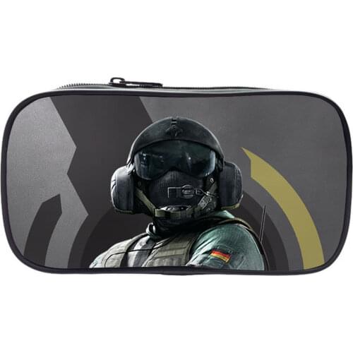 Rainbow Six Siege Pencil Case Boys Girls Pencil Box Student Fashion Cartoons Zipper Pen Case Kids Stationery Bag Makeup Bags