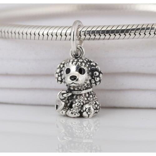 S925 Pendant Bead DIY Jewelry Dotted Dog Puppy Dangle Charm fit Lady Bracelet Bangle DIY Jewelry