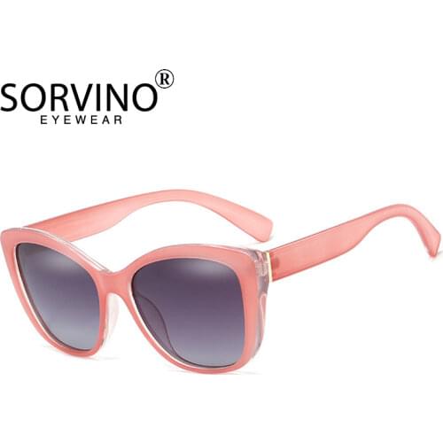 SORVINO 2020 Retro Oversized Cat Eye Womens Sunglasses Brand Designer 90s Rave Festival Black Cateye Red Sun Glasses Oculos P400