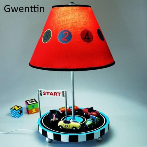 Modern Cute Car Table Lamps Desk Led Stand Light Fixtures for Bedroom Lamp Childrens Room Cartoon Boy Kids Baby Art Luminaire