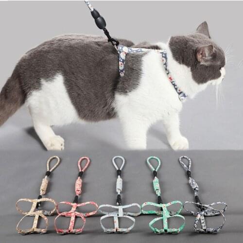 Convenient Pet Harness Cat Nylon Adjustable Collar Kitten Belt Safety Rope Harness Japanese Style Puppy Cat Vest Leash Collar