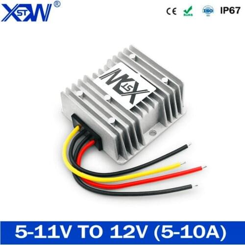 XWST 5-11V to 12V 10A Boost DC DC Converter 5 Volt Step-up to 12 Volt 120W Car Laptop Power Supply with CE RoHS Waterproof