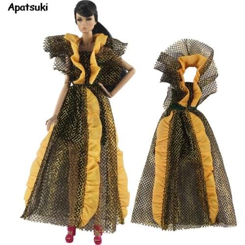 Yellow Doll Clothes for Barbie Dolls Outfit Clothes for 1/6 BJD Doll Dresses for 1:6 Dolls Dollhouse Accessories Girls Kids Toys