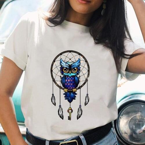 Women Cartoon Owl Animal Korean Cute Style T Top Shirt Aesthetic Ladies Print Female Graphic Fashion Tee Short Sleeve T-Shirts