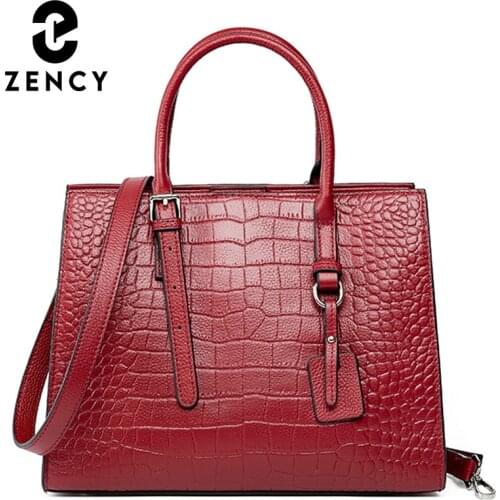 Zency Soft Cowhide Leather Female Handbag Bussiness Working Ladies Top-handle Bag Large Capacity Womens Shoulder Crossbody Bag