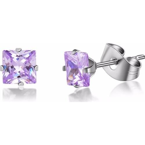 10 pairs 316L stainless steel multi colors women stud earring square 5mm cubic zircon earrings jewelry Dropship