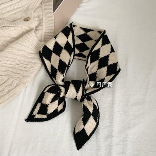 Knitted Female Neck Scarf Luxury Polka Dot Scarves Foulard Shawls and Wraps Neckerchief Bandanas