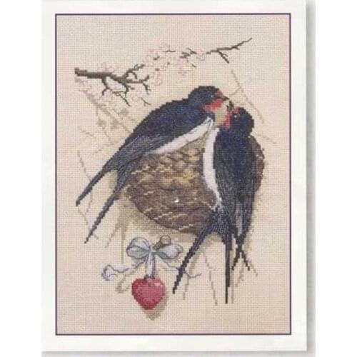 Gold Collection Embroidery Twittering Swallows Funny Cross Stitch Completed with 100% Cotton Floss &Free Shipping for Home Decor