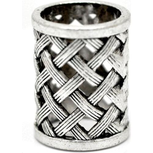 2PCs Silver Color Bail Beads for Wrap Scarf (Hole Size:17mm) (B20048)