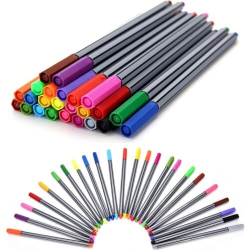 24 Colors 0.4 Mm Fineliner Pens With Coloring Book Super Fine Draw brush Art supplies Marker Pen Water Based Ink markers manga