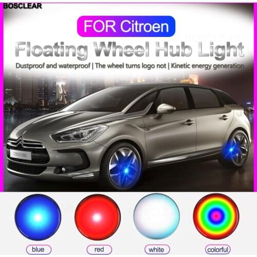 4pcs 60mm Floating Auto Car Wheel Center Hub Caps light Rim Caps Covers emblem lamp For Citroen C3 C4 C5 C6 C-Quatre Accessories