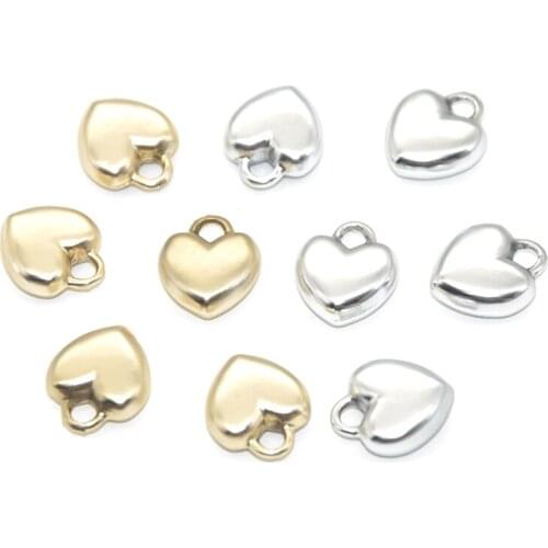 4pcs Wholesale Two Color 3D Love Heart Charms Alloy Metal Pendants For DIY Handemade Jewelry Accessories Making 14mm
