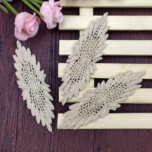 5Pcs Gold Thread Emboridery Cloth Paste DIY Craft Sew-On Applique Patch For Garment Dress Decoration Supplies