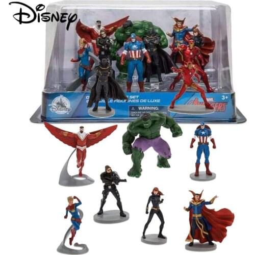 Disney Marvel Avengers Captain America Falcon Ironman Hulk Winter Soldier Black Widow Panther 9Pcs Action Figure Model Set Toys