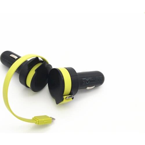 VNSTRIP 5V 2.4A Car Charger With Mirco USB Cable+1 USB Port Car Charging For iPhone 678 XSMax Car USB Adapter For Samsung Huawei