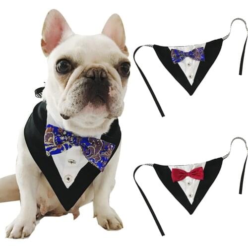 Pet Bandana Collar Dog Cat Gentleman Fashion Suit Butterfly Wedding Dress Bow Tie Triangle Clothing Decor Cotton Dog Kerchief