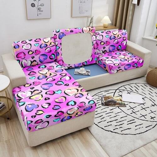 Love Heart Printed Stretch Sofa Seat Cushion Cover Sofa Cover Pets Kids Furniture Protector Washable Removable Slipcover