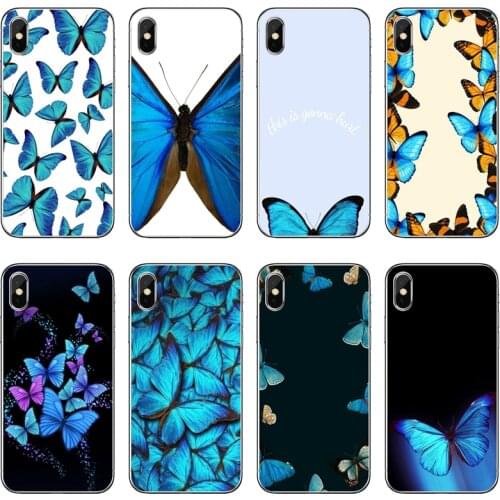 Cute blue butterfly Accessories Phone Case For Huawei P30 P20 Pro P10 P9 P8 Lite Y5 Y6 Y7 Y9 P Smart Plus 2018 2019