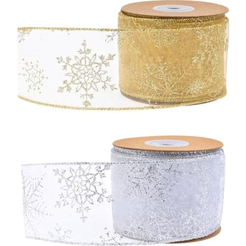 L5YA Xmas Party Wrapping Decor Supplies Material Double Wired Edge Ribbon DIY