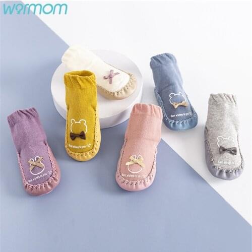 Warmom New baby Cartoon Baby Toddler Shoes And Socks In Tube Non-slip Soft Sole Shoes Children Floor Socks 0-1-3 Years Old