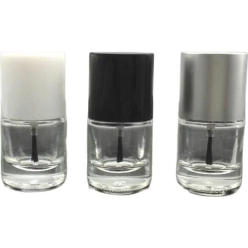 10ML transparent round glass bottle with black brush lid for nail polish / enamel/art nail container for cosmetic packing