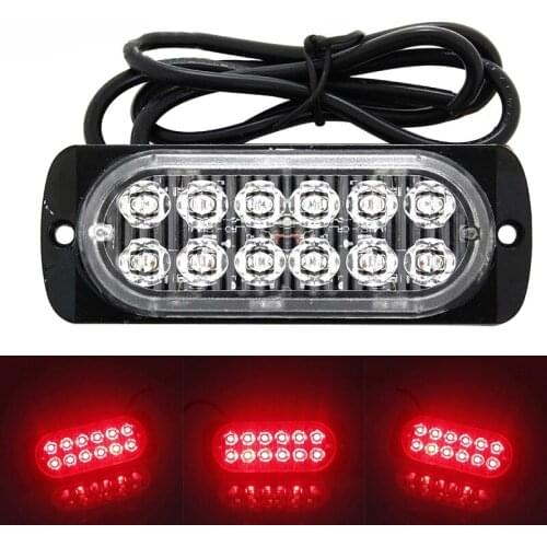 12LED Off-Road Car Trucks Safety Urgent Working Fog Red Light 12V-24V 36W Super Bright LED Work Light Driving Fog SUV Boat Lamp