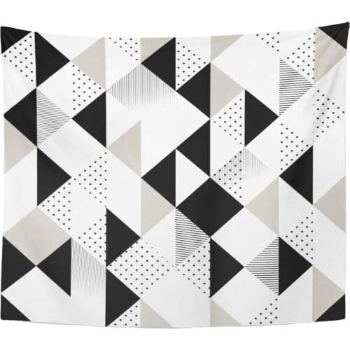 Tapestry Geometric Abstract Triangles Black and White Pattern Rhombus Lines Tapestries Wall Hanging for Living Room Bedroom Dorm